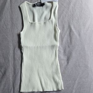 White Ribbed Tank Top